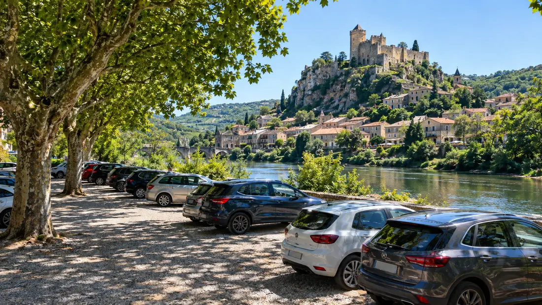 Das Dorf Castelnaud-la-Chapelle unter der Burg